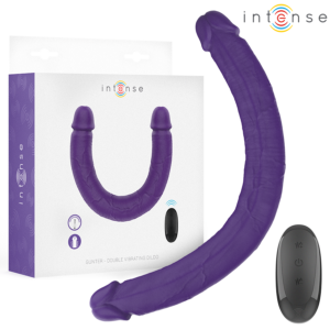 INTENSE - GUNTER DVOJITÉ VIBRAČNÉ DILDO 40 CM, FIALOVÉ, S DIAĽKOVÝM OVLÁDANÍM