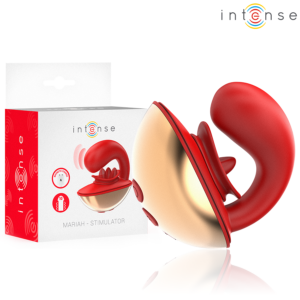 INTENSE - MARIAH VIBRÁTOR A STIMULÁTOR V TVARE U, 10 REŽIMOV, ČERVENÝ